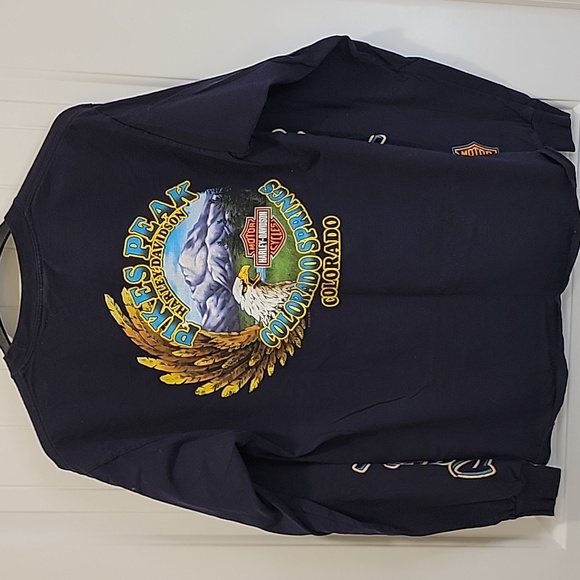 Harley-Davidson Vintage Men's Black Long Sleeve Shirt Colorado Size Medium - Picture 5 of 9